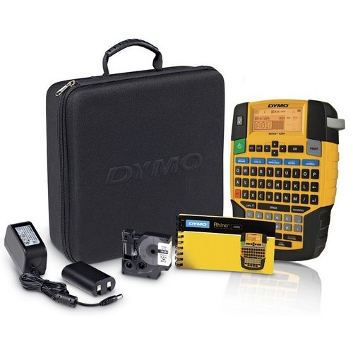 DYMO Rhino 4200 Series Portable Hand Held Thermal Transfer Labeling Kit offers cost effective fast and durable label solutions for all of your labeling needs.4200 Series Portable Hand Held Thermal Transfer Printer Kit features include:  180 DPI Thermal Transfer Print Technology QWERTY Keyboard Pre-Programmed Hot Keys, Shortcuts, Favorites and Custom Settings Multi-Label view, serialization, barcoding and Label storage. Glare free large display screen, Easy to Use Keyboard, Rugged Housing with Rubber Padding 1/4