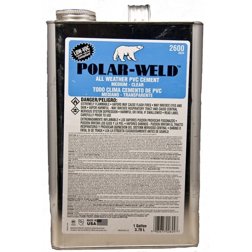 Quart Polar-Weld 2600 All Weather Cements - Fast-setting All Weather PVC Cement.Quart Polar-Weld 2600 All Weather Cements features include:  Medium Bodied All Weather cement for PVC pipe and fittings up to 6 diameter for Sch. 40 and Sch. 80 Formulated for fast-initial set-up at temperatures down to ndash;15deg;F to 110deg;F Low-Voc Compliant Meets ASTM-D2564 Order Qty of 1 = 1 Piece Spec SheetMSDSnbsp;Below is more info on our Quart Polar-Weld 2600 All Weather Cements