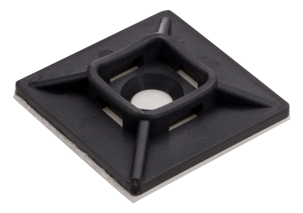 Black Nylon, 4-Way Adhesive Base, Cable Tie Mounting Platforms