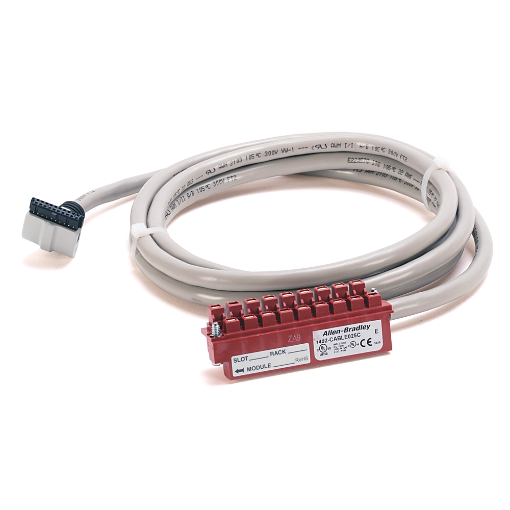 Product image for Allen-Bradley 1492-CABLE025C 2.5 m 300 Volt 22 AWG 20-Conductor Pre-Wired Digital Interface Cable