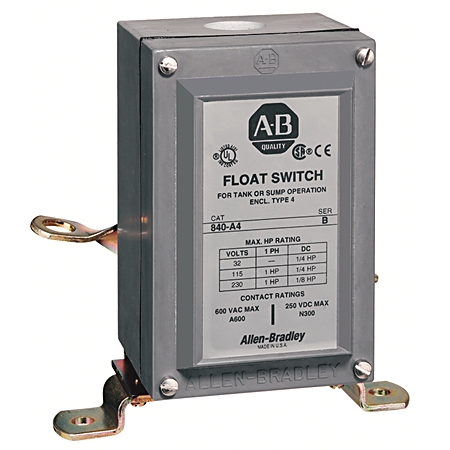 Product image for Allen Bradley 840-A12 600 VAC 10 Amp 2NC NEMA 1 Electromechanical Automatic Float Switch