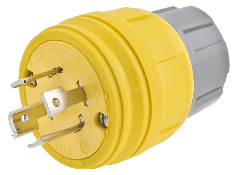 Product image for Hubbell 26W74H WATERTIGHT Plug, NEMA L14-20P, 20A/125/250V