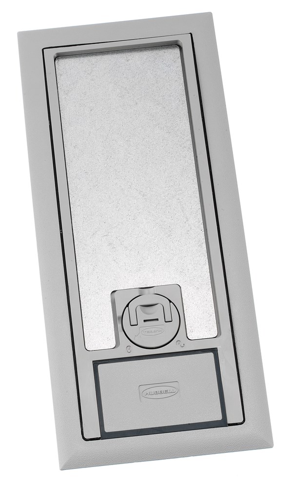 Product image for Hubbell 3SFBCGYA Concealed 3-Service Floor Box Cover Assembly, Gray