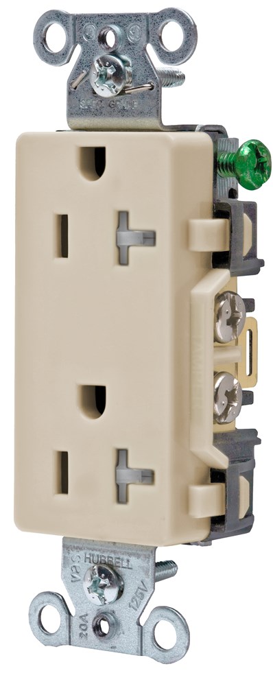 Product image for Hubbell DR20ALTR TAMP RES, DECO FACE, 20A 125V, AL