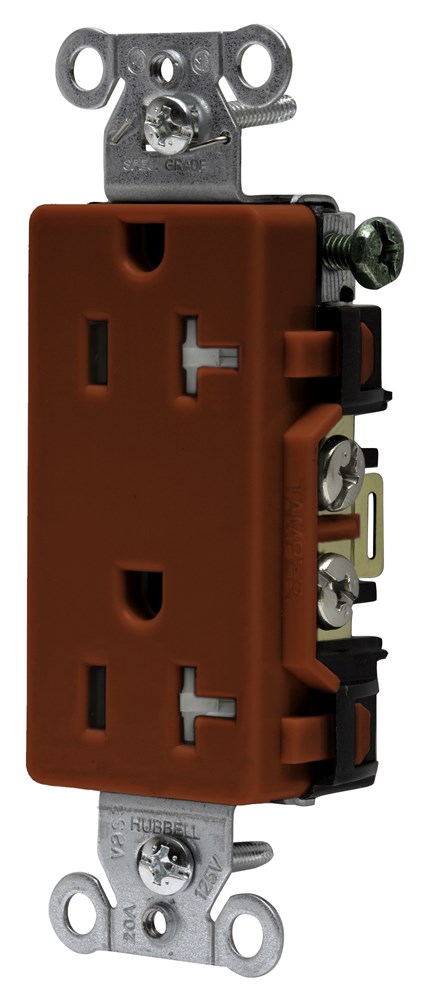 Product image for Hubbell DR20RTR T-RES, DECO, COM GRD, 20A 125V, 5-20R, RD
