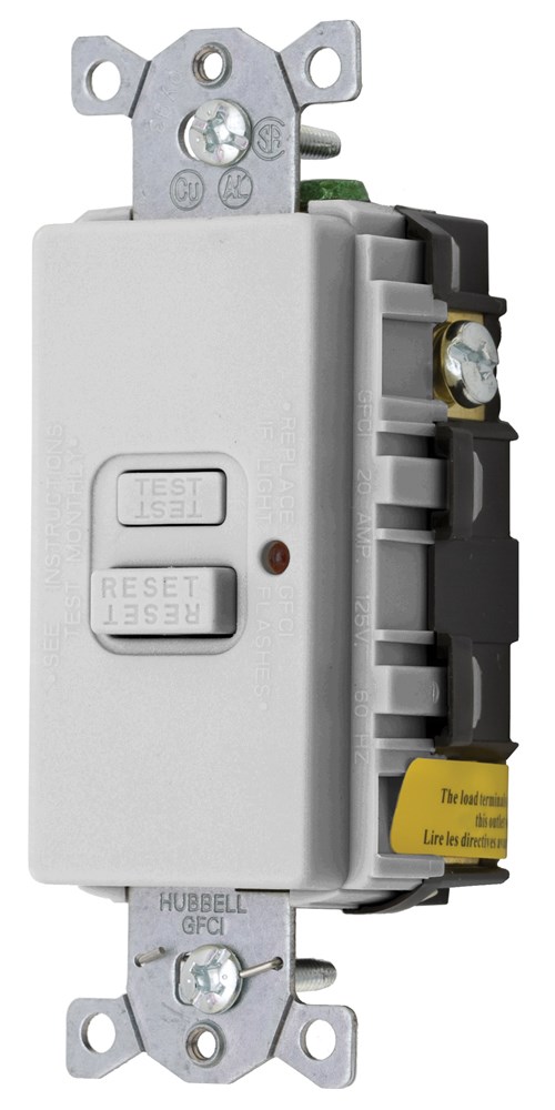 Product image for Hubbell GFBF20OWLA20A 125V FACELESS LED GFCI, OW