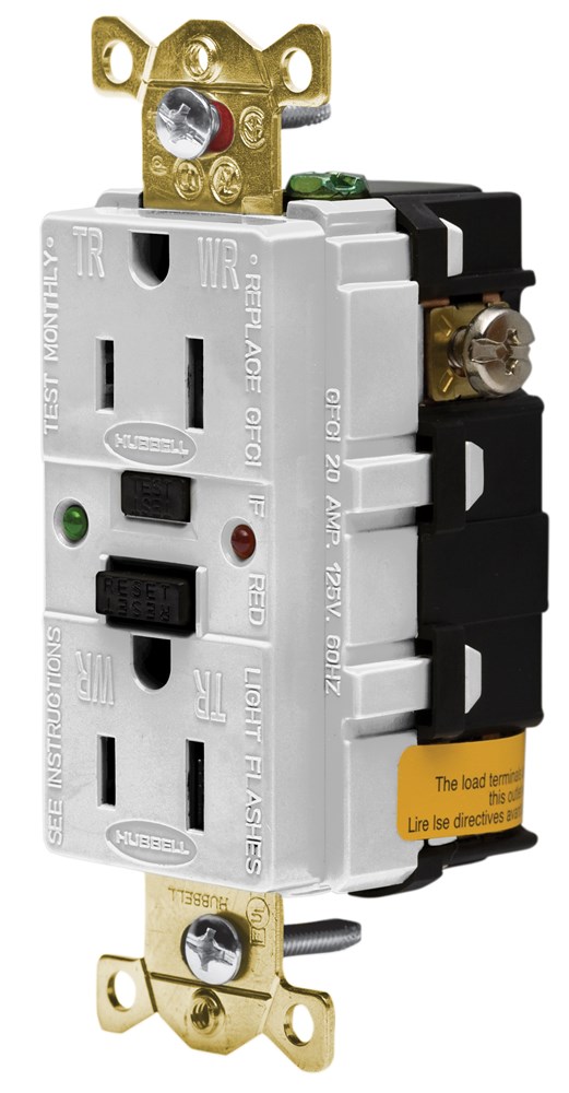 Product image for Hubbell GFR5262SGW15A/125V INDL. TAMPER ST GFCI, WHITE