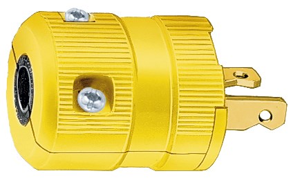 Product image for Hubbell HBL9758VY 20 Amp 250 Volt 2-Pole 2-Wire NEMA 2-20P Yellow Nylon Straight Blade Plug