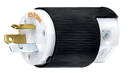 Product image for Hubbell HBL9977C 20 Amp 125/250 Volt 3-Pole 3-Wire NEMA 10-20P Black Nylon Straight Blade Plug