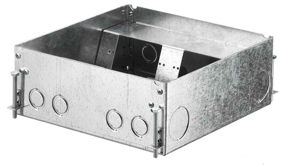 Product image for Hubbell HBLCFB301BASE 4-Gang 29.5 In? Stamped Steel Recessed Floor Box