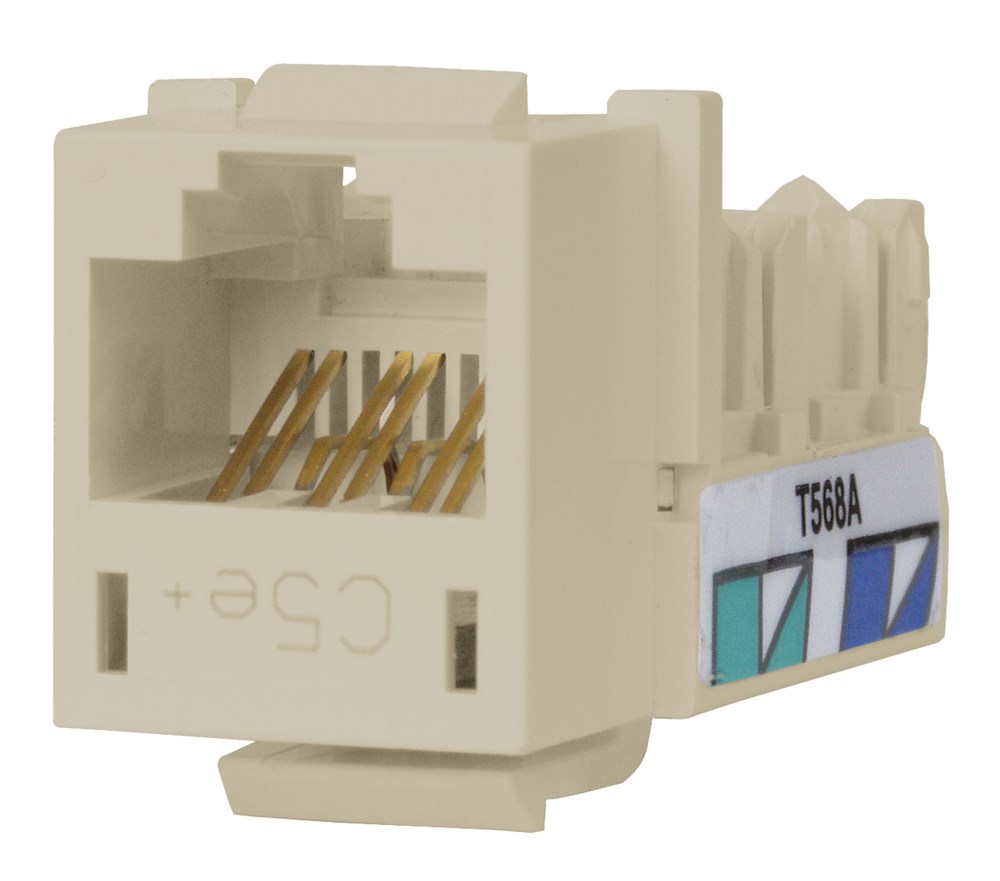 Product image for Hubbell Wiring Devices HXJ5EOW25 8-Position Office White T568A/T568B Category 5E Modular Keystone Jack