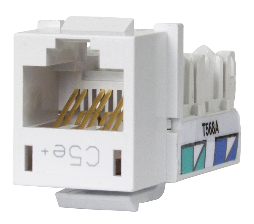 Product image for Hubbell HXJ5EW25 8-Position White T568A/T568B Category 5E Modular Keystone Jack