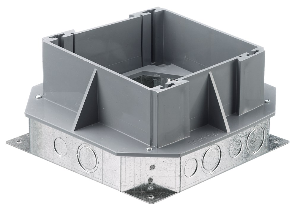 Product image for Hubbell LCFBSSA 6-Gang Stamped Steel Large Capacity Concrete Recessed Floor Box Plate