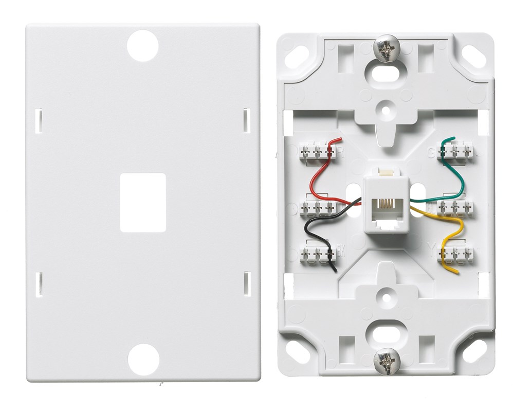 Product image for Hubbell Wiring Devices NS721W White Thermoplastic 6-Position 4-Conductor Telephone Wall Jack