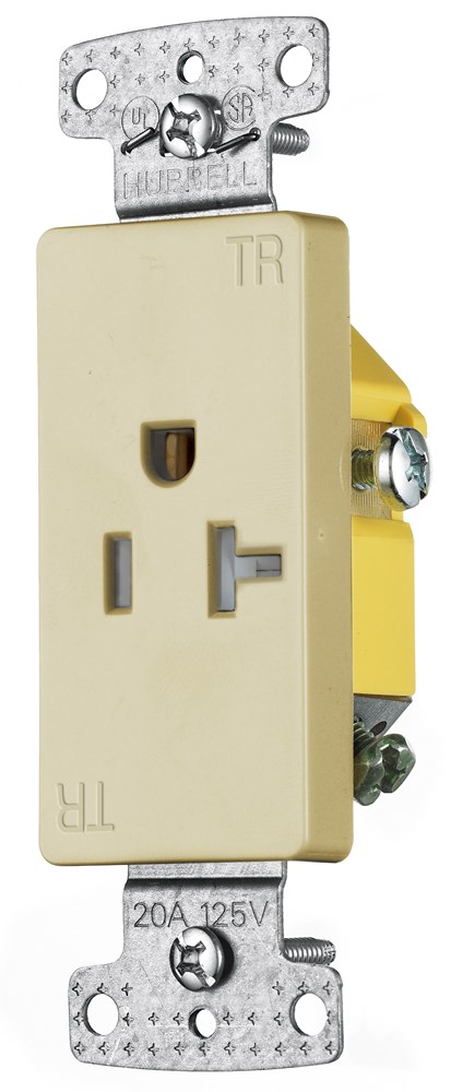 Product image for Hubbell RRD201ITR RESI SGL Receptacle, 20A 125V, DEC, TR, IV