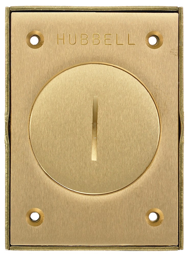 Product image for Hubbell S3425 2-3/8 Inch Brass Round Single Receptacle Floor Box Cover