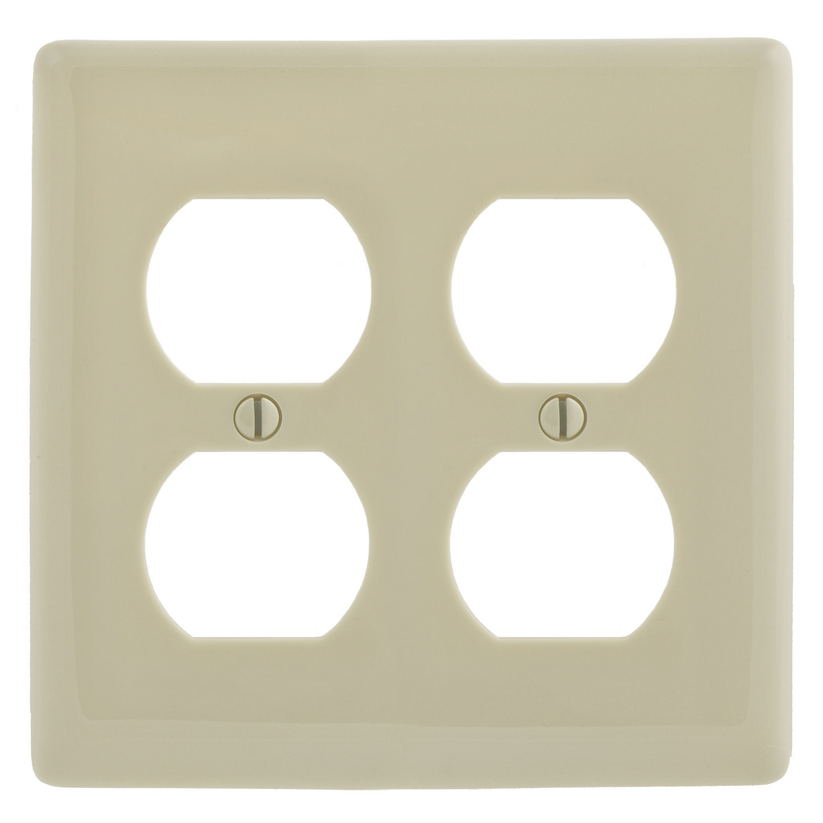 Product image for Hubbell NP82AL 2-Gang Almond Nylon Standard 2-Duplex Receptacle Wallplate