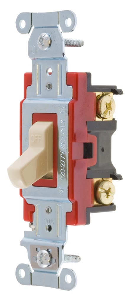 Product image for Hubbell 1221AL Hubbell-PRO Single Pole Toggle Switch, 20A 120/277V, Almond