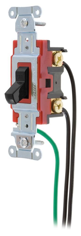 Switches and Lighting Controls, Hubbell- PRO Series, Toggle Switches, General Purpose AC, Single Pole, 20A120/277V AC, Back and Side Wired, Pre-Wired with 8