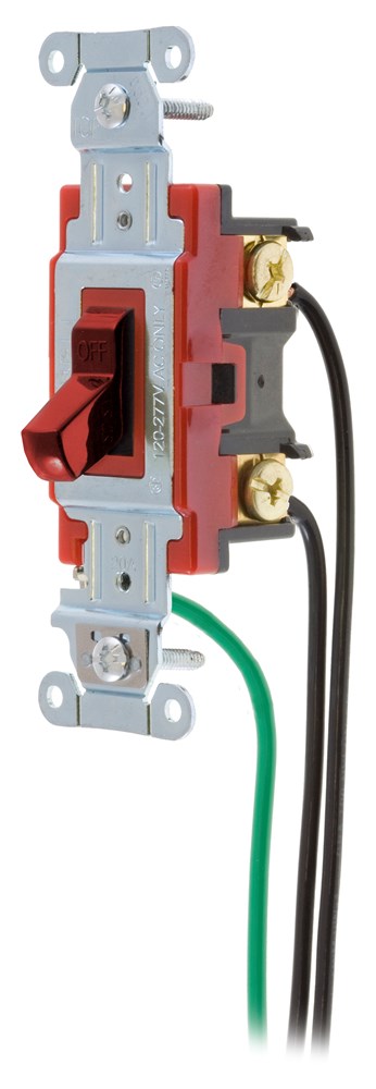 Switches and Lighting Controls, Hubbell- PRO Series, Toggle Switches, General Purpose AC, Single Pole, 20A120/277V AC, Back and Side Wired, Pre-Wired with 8