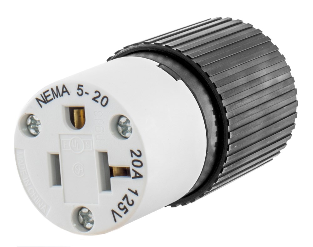 Product image for Hubbell 520SC NEMA 5-20R Black and White Nylon Straight Blade Plug and Connector