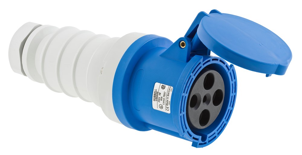 Product image for Hubbell C460C9S PS, C-IEC, CONN, 3P4W, 60A 3P 250V, S/P