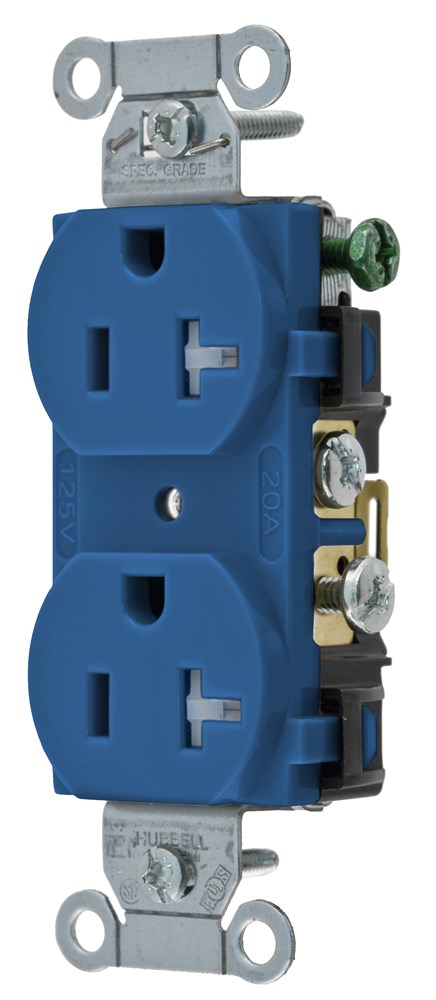 Product image for Hubbell CR20BLTR T-RES, COM GRD, 20A 125V, 5-20R, BL, SW