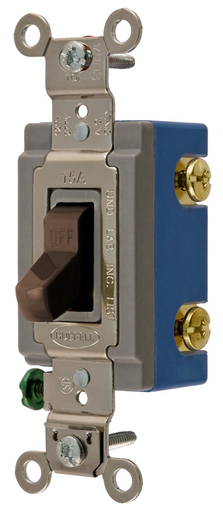 Product image for Hubbell CS1201BU SWITCH, COM, SP, 15A 120/277V, BR, USA
