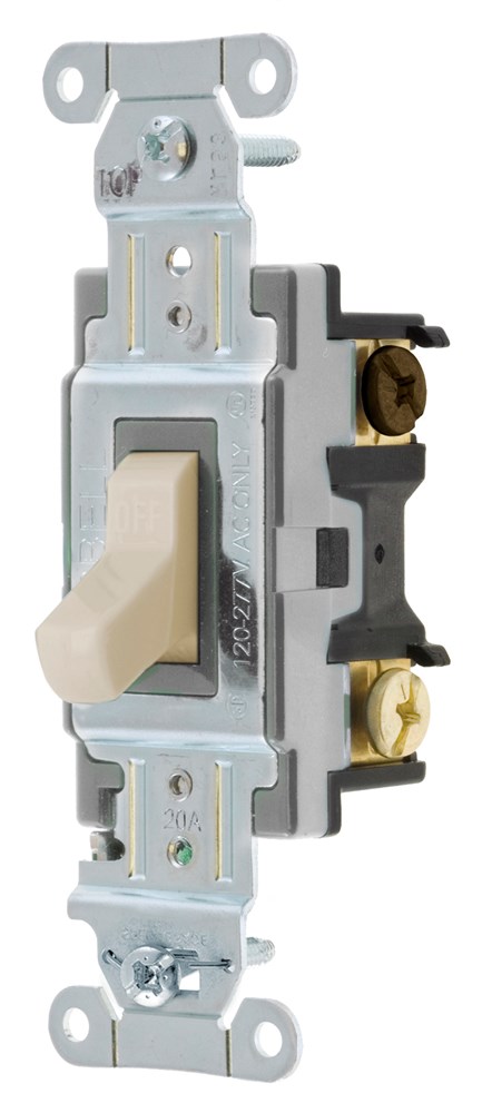 Product image for Hubbell CS320LA 20 Amp 120/277 VAC 3-Way Light Almond Toggle Switch