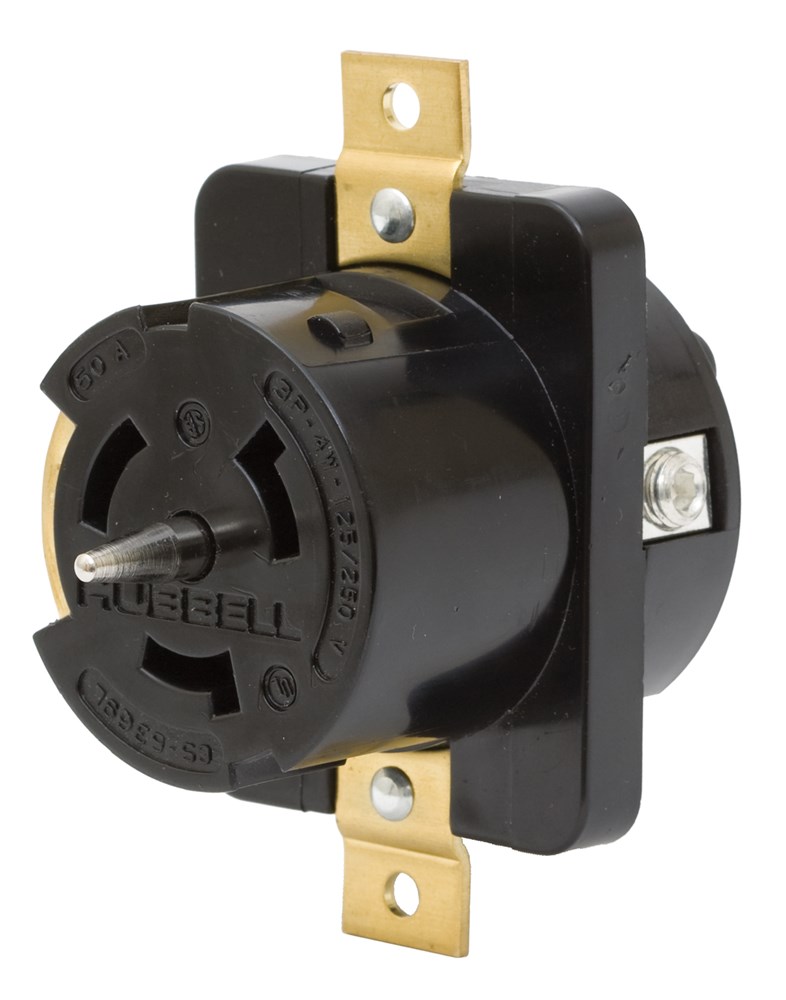 Product image for Hubbell CS6369L 50 Amp 125/250 VAC Locking FeMale Receptacle