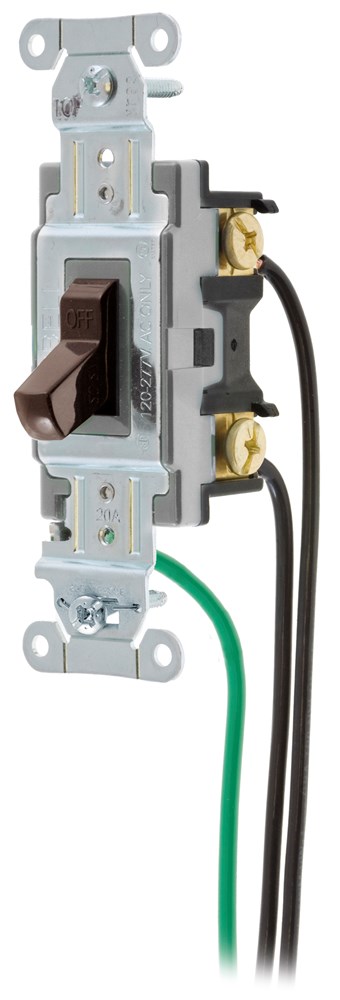 Switches and Lighting Controls, Spec Grade, Toggle Switches, General Purpose AC, Double Pole, 20A 120/277V AC, Back and Side Wired, Pre-Wired with 8