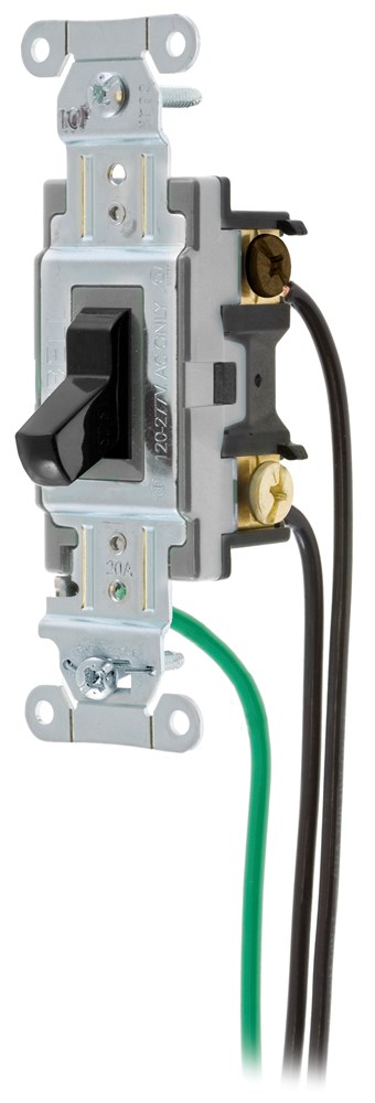 Switches and Lighting Controls, Spec Grade, Toggle Switches, General Purpose AC, Three Way, 20A 120/277V AC, Back and Side Wired, Pre-Wired with 8