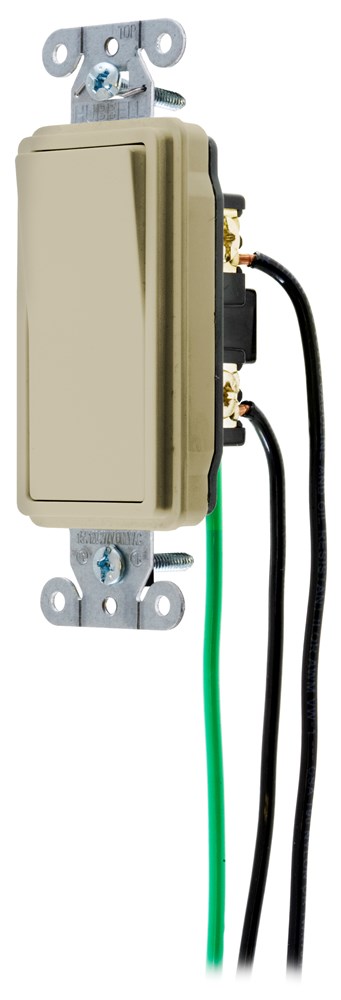 Switches and Lighting Controls, Spec Grade, Decorator Switches, General Purpose AC, Single Pole, 15A 120/277V AC, Back and Side Wired, Pre-Wired with 8