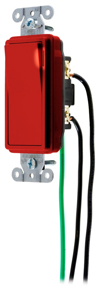 Switches and Lighting Controls, Spec Grade, Decorator Switches, General Purpose AC, Pilot Light Single Pole, 20A 120/277V AC, Back and Side Wired, Pre-Wired with 8