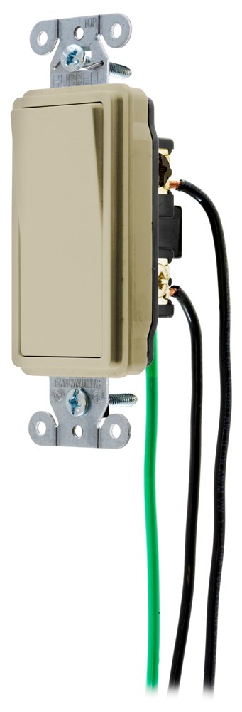 Switches and Lighting Controls, Spec Grade, Decorator Switches, General Purpose AC, Three Way, 15A 120/277V AC, Back and Side Wired, Pre-Wired with 8