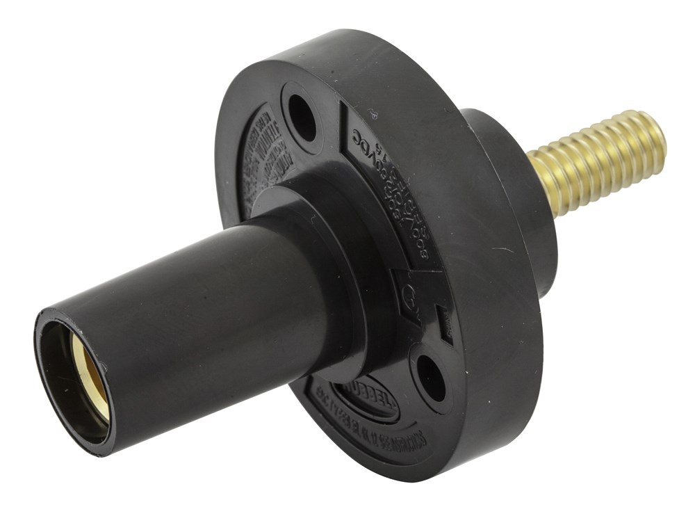 Product image for Hubbell HBL15FRSBK SINGLE POLE SER 15 RECEP, STUD, 150A, BK