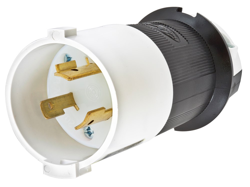 Product image for Hubbell Wiring Devices HBL2341S 20 Amp 480 Volt 2-Pole 3-Wire NEMA L8-20P Black and White Locking Plug