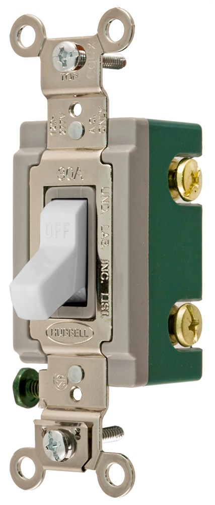 Product image for Hubbell HBL3032W 120/277 Volt 30 Amp 2-Pole White Industrial Grade Toggle Switch