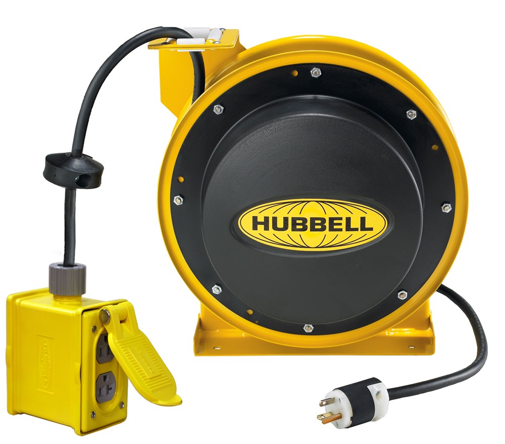 Product image for Hubbell HBL45123R220CORD REEL w/(2) DUPLEX, 45' 12/3