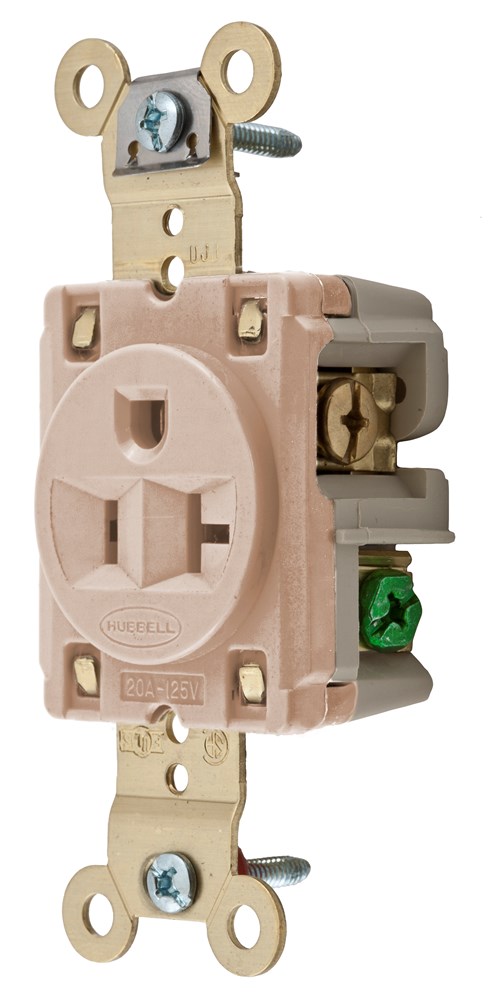 Product image for Hubbell HBL5361LA SGL Receptacle, IND GRD, 20A 125V, 5-20R, LA