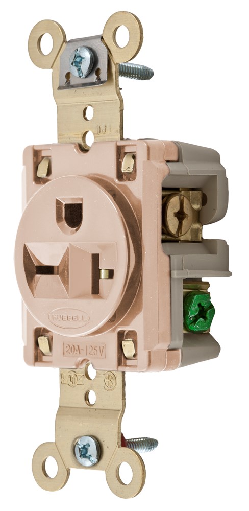 Product image for Hubbell HBL5461LA SGL Receptacle, IND GRD, 20A 250V, 6-20R, LA