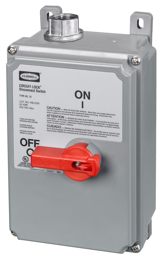 Product image for Hubbell HBLDS6VFDDISCONNECT, 60A UNFUSED, 4X, W, AC2