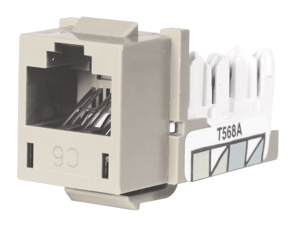 Product image for Hubbell Wiring Devices HXJ6OW25 8-Position Office White T568A/T568B Category 6 Modular Keystone Jack