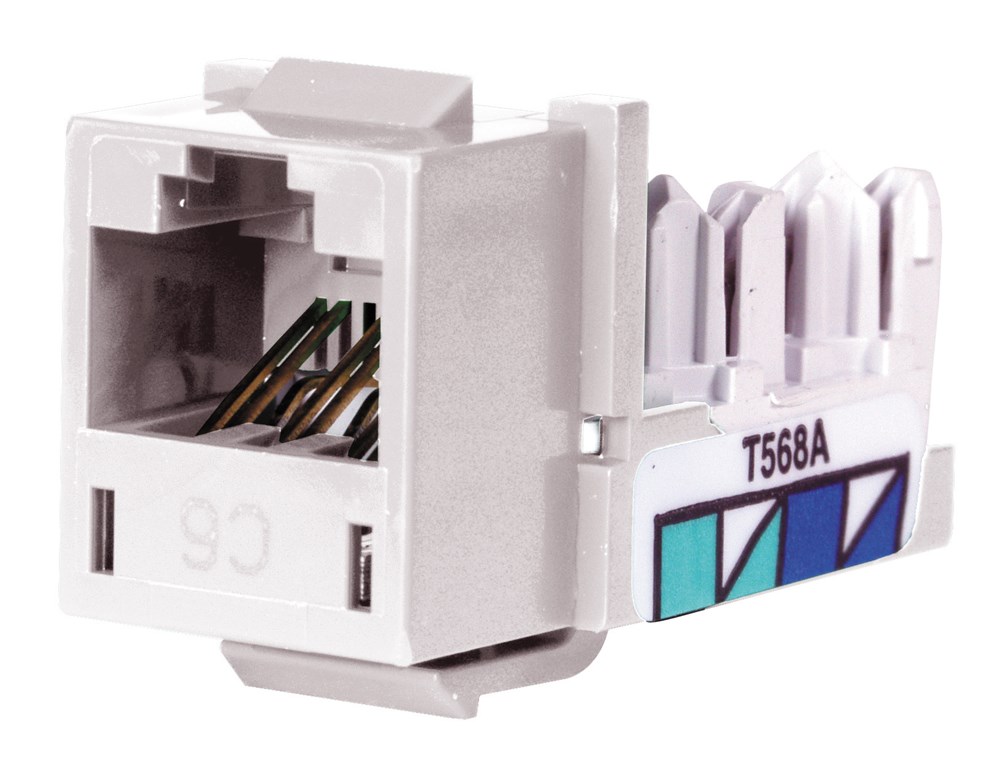 Product image for Hubbell HXJ6W25 8-Position White T568A/T568B Category 6 Modular Keystone Jack