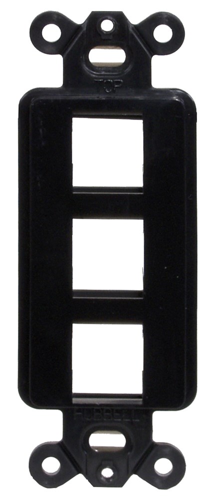 Product image for Hubbell ISF3BK 1-Gang Black 3-Port Face Plate