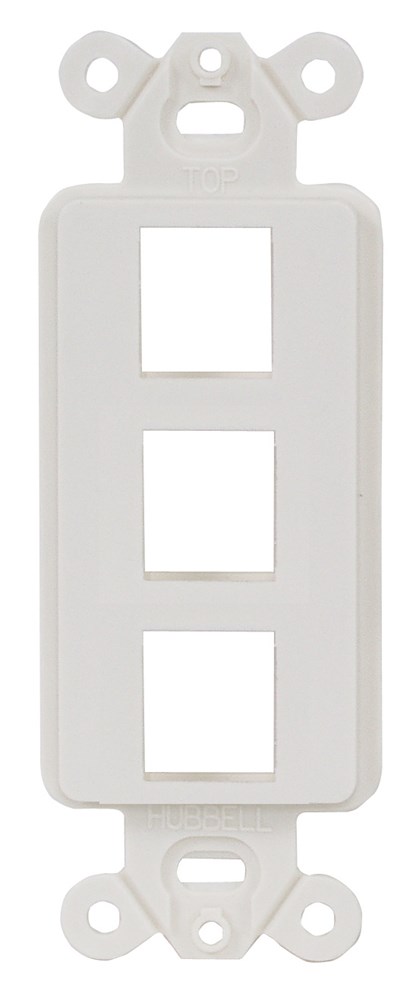 Product image for Hubbell Wiring Devices ISF3OW 1-Gang Office White 3-Port Face Plate