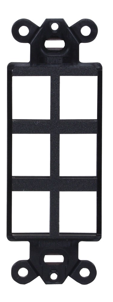 Product image for Hubbell ISF6BK 1-Gang Black 6-Port Face Plate