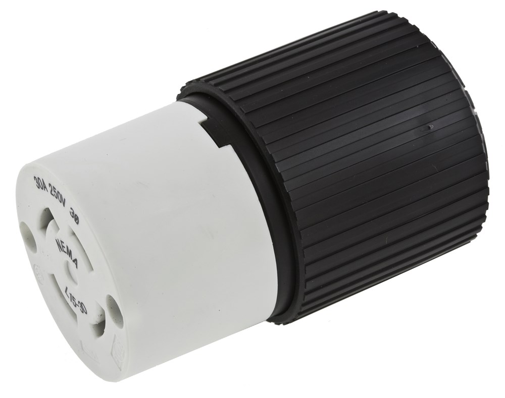 Product image for Hubbell L1520C Hubbell-Pro 20amp 3-Phase 250v Black Nylon Locking Connector Body, 3-Pole, 4-Wire Grounding