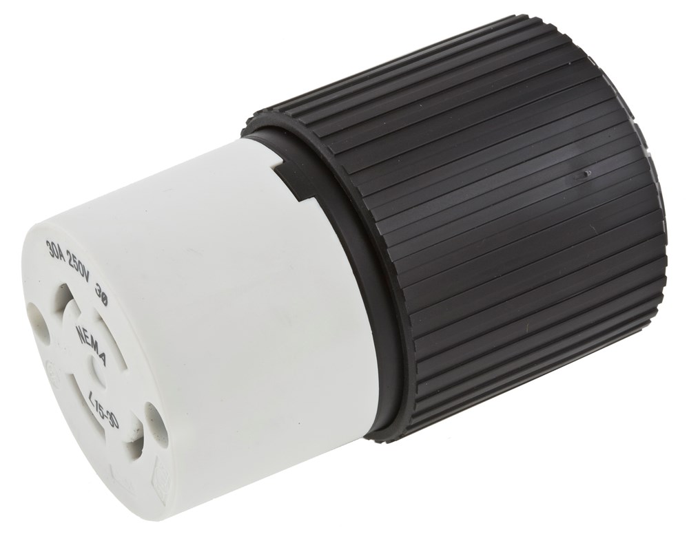 Product image for Hubbell L1530C Hubbell-Pro 30amp 3-Phase 250v Black Nylon Locking Connector Body, 3-Pole, 4-Wire Grounding