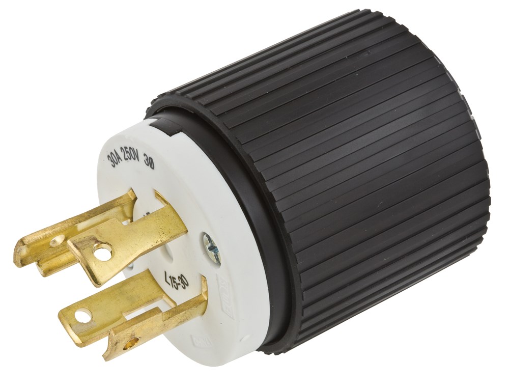Hubbell L1530P Hubbell-Pro 30amp 3-Phase 250v Black Nylon Locking Plug,  3-Pole, 4-Wire Grounding